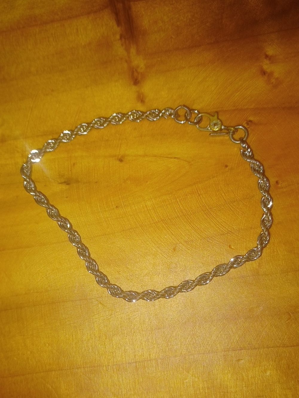 VTG 1970s Monet Silver Tone Rope Chain Bracelet 7.5